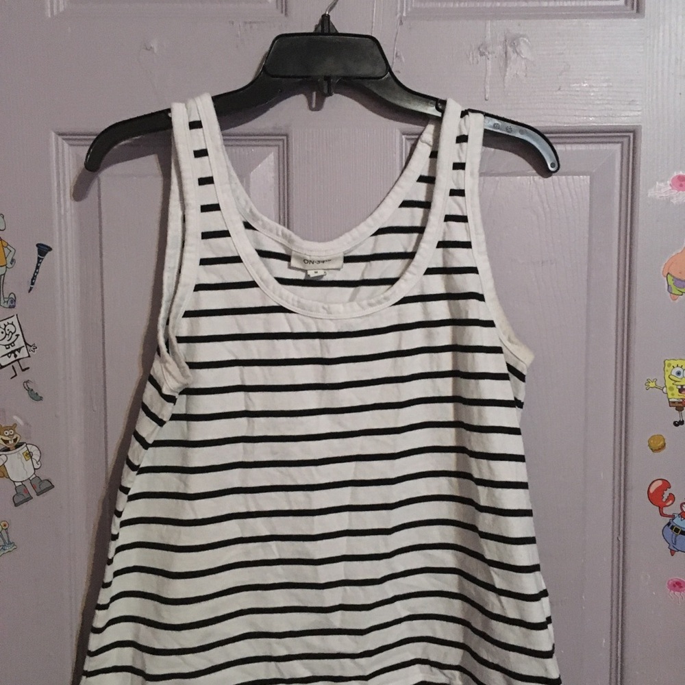 On 34th Striped Sleeveless Tank Top - White/Black